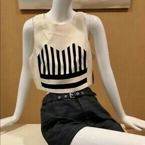 Tibi Desciescalante striped crop Top blouse Sz: 2